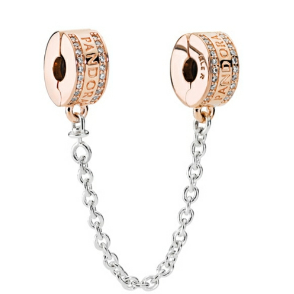New Pandora Rose Gold/Sterling Silver Safety Chain - Picture 1 of 4